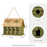 Green Wood Garden Bird House with 1 Compartment and 4 Holes - FREE SHIPPING