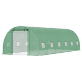 26.2 ft x 9.7 ft Outdoor Walk-in Greenhouse with Green PE Cover and Steel Frame - FREE SHIPPING