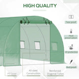 26.2 ft x 9.7 ft Outdoor Walk-in Greenhouse with Green PE Cover and Steel Frame - FREE SHIPPING