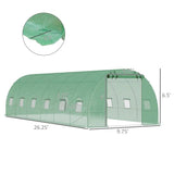 26.2 ft x 9.7 ft Outdoor Walk-in Greenhouse with Green PE Cover and Steel Frame - FREE SHIPPING