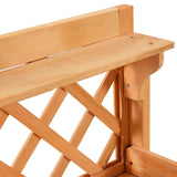 Wooden bench with lattice design on a white background