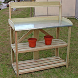 Outdoor Garden Workstation Potting Bench with Metal Top