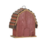 Outdoor Red Wood and Metal Barn Style Hanging Bird House - FREE SHIPPING