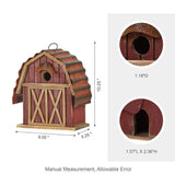 Outdoor Red Wood and Metal Barn Style Hanging Bird House - FREE SHIPPING