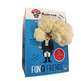 Fungi Friends mushroom kit packaging with cauliflower-like growth on a white background