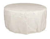 Grand Cooper 44" Round Aluminum Convertible Gas Fire Pit Table covered with a white fabric on a white background