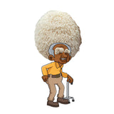 Cartoon character with a large afro and walking stick on a white background Grandfather Fungi - Lion's Mane Mushroom Grow Kit