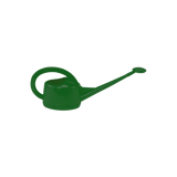Green watering can on a white background