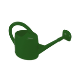 Green watering can on a white background