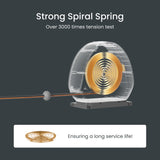 Strong spiral spring with tension test details on a dark background