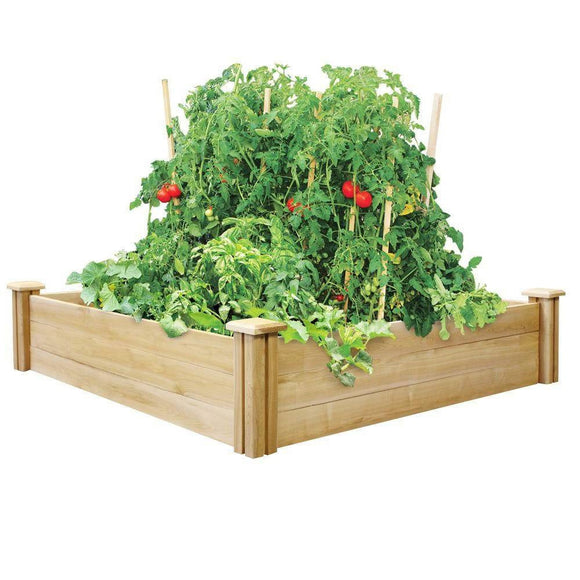 4ft x 4ft Outdoor Cedar Wood Raised Garden Bed Planter Box - Made in USA - FREE SHIPPING