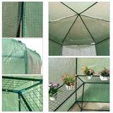 Outdoor Hexagon Greenhouse 6.5 x 7 Ft with Steel Frame PE Cover and Shelves - FREE SHIPPING