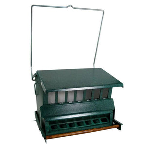 Rugged Green Metal Squirrel-Proof Bird Feeder with Easy-Refill Top - FREE SHIPPING