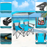 Light Blue 2-Piece Folding Canopy Chair Set with Cup Holder and Storage Pocket - FREE SHIPPING