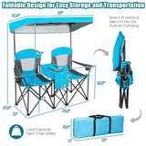 Light Blue 2-Piece Folding Canopy Chair Set with Cup Holder and Storage Pocket - FREE SHIPPING