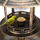 Outdoor Garden Birdbath in Bronze Finish with Solar Light - FREE SHIPPING