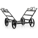 Firewood Rack Decorative Rustproof Steel Fireplace Log Holder with Wheels - Color: Black