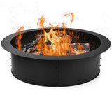 Black fire pit with flames on a white background
