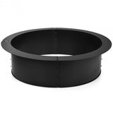 Black metal fire pit ring on a white background