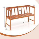 Outdoor Eucalyptus Wood Bench with Backrest and Armrests