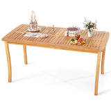 63 inch Outdoor Dining Table with Umbrella Hole Farmhouse Bistro Dinette Furniture