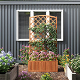 Wooden Raised Garden Bed with Trellis 63 Inch Tall Garden Planter