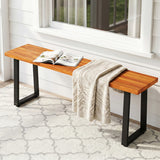 Set of 2 Wood Patio Bench 47.5" Long Dining Bench for Entryway Poolside