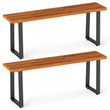 Set of 2 Wood Patio Bench 47.5" Long Dining Bench for Entryway Poolside