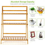 3-Tier Bamboo Foldable Plant Stand with Display Shelf Rack-Natural - Color: Natural