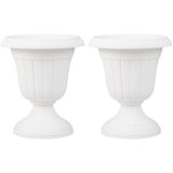 18 inch Tall Vintage Planters Set of 2 with Pedestal Base and Pre-marked Drain Hole-Bronze