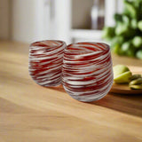 Red Swirl Stemless Wine Glass | Hand-Blown Mexican Glassware