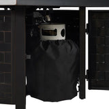 Black grill cover inside a black grill with a white interior