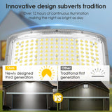 LED light fixture with comparison to traditional design, highlighting continuous illumination.