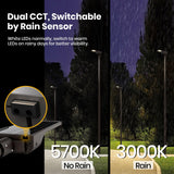 1800W Solar Lights Outdoor Waterproof, 3000K 5700K LED Screen Solar Motion Light with Rain Sensor, 3000LM Solar Street Light Dusk to Dawn