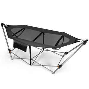 Grey Portable Camping Foldable Hammock with Stand and Carry Case - FREE SHIPPING