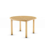 Round wooden table on a white background