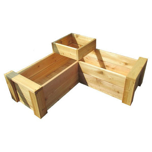 Heavy Duty Rot-Resistant Cedar 2 Level L-Shaped Planter Made in USA - FREE SHIPPING