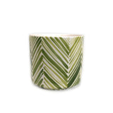 Tall Serving Bowl - Green Palm Leaves