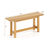 Wooden bench with dimensions labeled on a white background