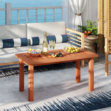 Patio Coffee Table with Slatted Tabletop for Deck  Poolside