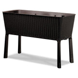 Modern Dark Brown Resin Wicker Raised Garden Bed Planter with Water Indicator - FREE SHIPPING