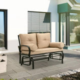 Outdoor Garden Patio Rocking Glider Chair Loveseat with Tan Khaki Cushions - FREE SHIPPING