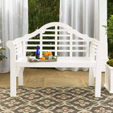 4-Ft. Folding White Wood Patio Garden Outdoor Bench with Scrolled Arms - FREE SHIPPING