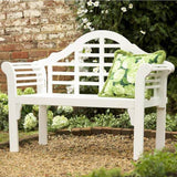 4-Ft. Folding White Wood Patio Garden Outdoor Bench with Scrolled Arms - FREE SHIPPING