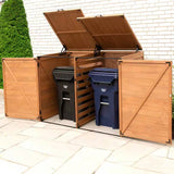 Outdoor Solid Wood Trash Can Garbage Bin Storage Shed - Holds 2 Trash Bins - FREE SHIPPING