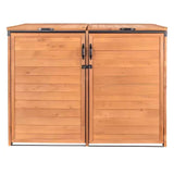Outdoor Solid Wood Trash Can Garbage Bin Storage Shed - Holds 2 Trash Bins - FREE SHIPPING