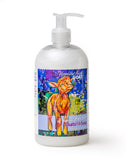 Bottle of Appalachian Goat Lavender Goats Milk Soap with a colorful label featuring a goat.
