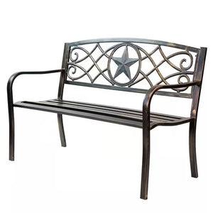 Powder Coated Steel 4-ft. Outdoor Patio Garden Bench in Bronze Metal Finish - FREE SHIPPING