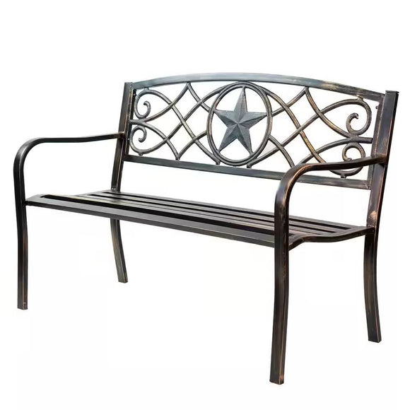 Powder Coated Steel 4-ft. Outdoor Patio Garden Bench in Bronze Metal Finish - FREE SHIPPING
