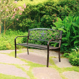 Powder Coated Steel 4-ft. Outdoor Patio Garden Bench in Bronze Metal Finish - FREE SHIPPING
